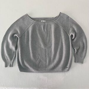 HOLLISTER Grey Knitted Ribbed Boat Neck Sweater Pullover Cotton Blend size XL